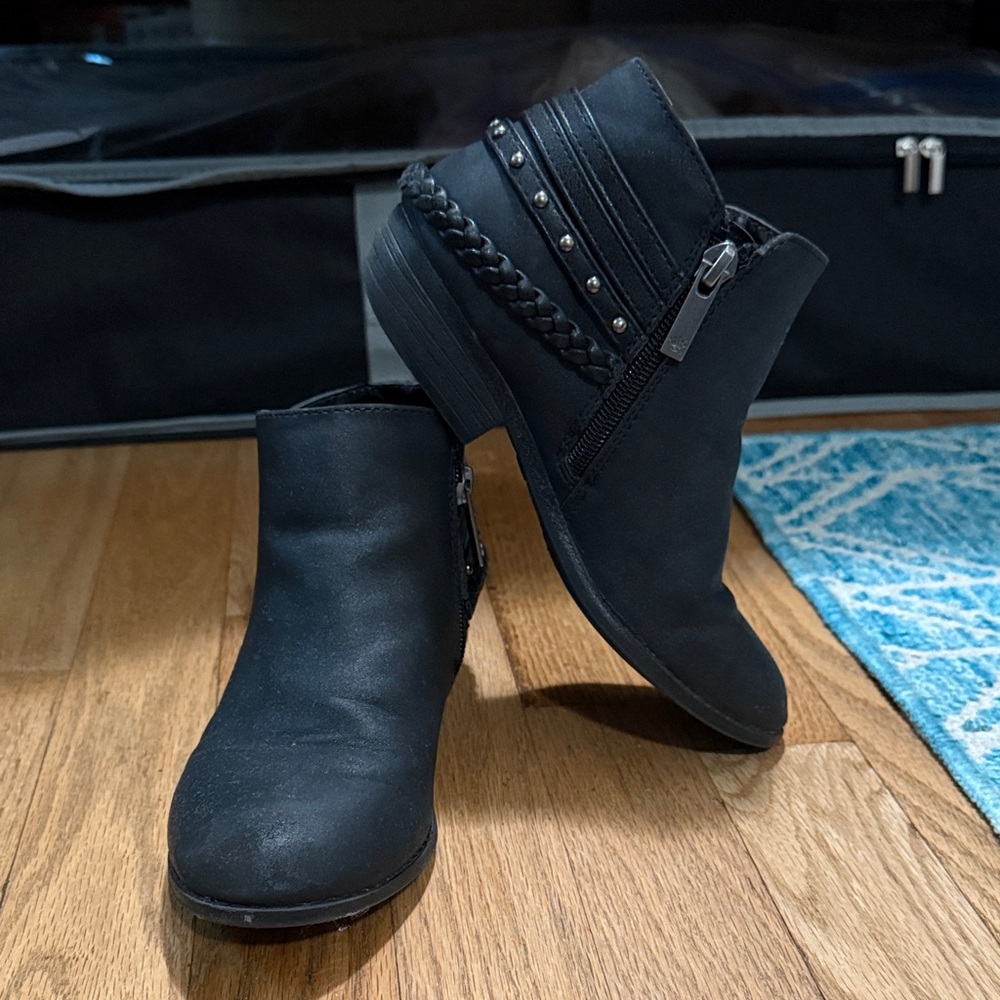 Nina Black Kids Ankle Boots with Studded Detail